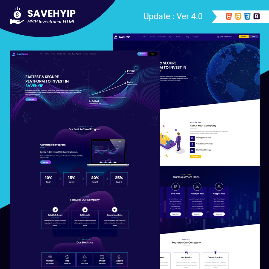 SaveHyip | HYIP Investment Business Website HTML5 Template - 1