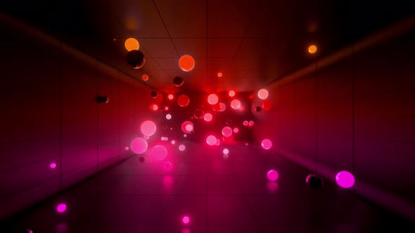Neon Glow Spheres Fly Indoors with Smooth Light Gradient alt