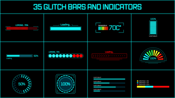 Glitch Bars and Indicators Elements template preview