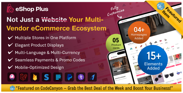 eShop Plus - Multi Vendor eCommerce, Multi Module Website in Laravel