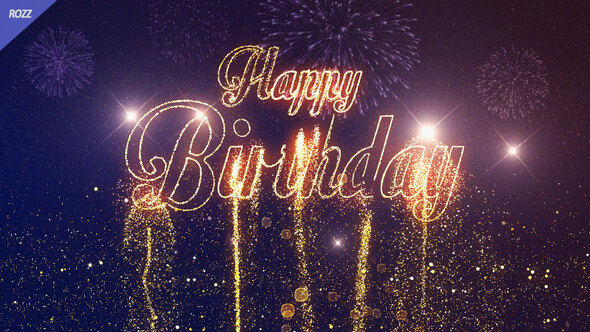 Happy Birthday Gold Line Flare Wish Black Logo Stings template preview