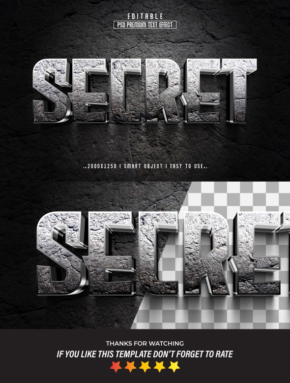 Secret Editable 3D Text Effect Template