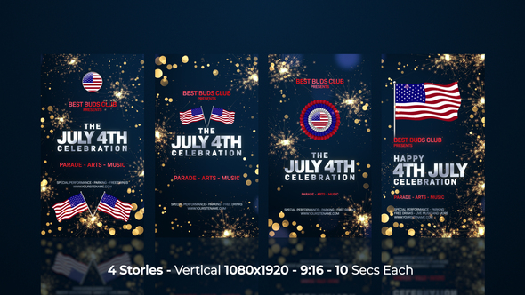 July 4th Instagram Stories Openers template preview