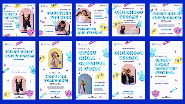World Childrens Day Feed and Stories Instagram Openers template preview