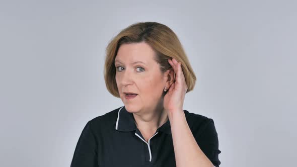 Beautiful Woman Listening Secret White Background alt