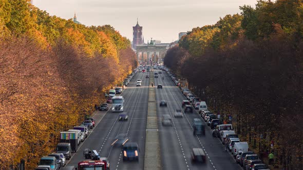 Berlin Cityscape Day Time Lapse in autumn season, Berlin, Germany