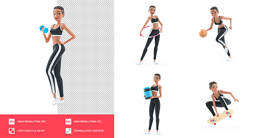 3D Sporty Black Woman