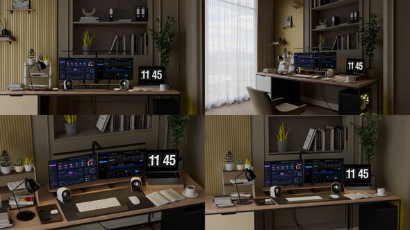 Workflow monitor and computer laptop in the room Product Promo template preview