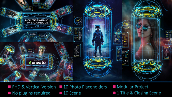 Holographic Time Capsule Slideshow Video Displays template preview