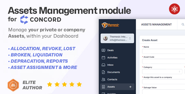 Assets Management Module for Concord CRM – Manage Company and Customer Assets