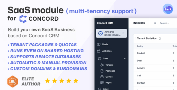 SaaS module for Concord – Transform your CRM into a Powerful Multi-Tenancy Solution