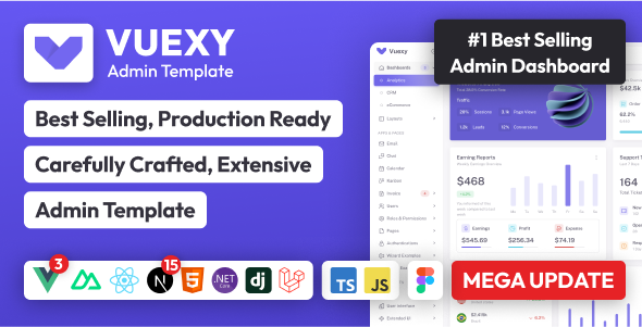 Vuexy – Vuejs, Nuxt, Next.js, HTML, Laravel, Asp.Net & Django Admin Dashboard Template