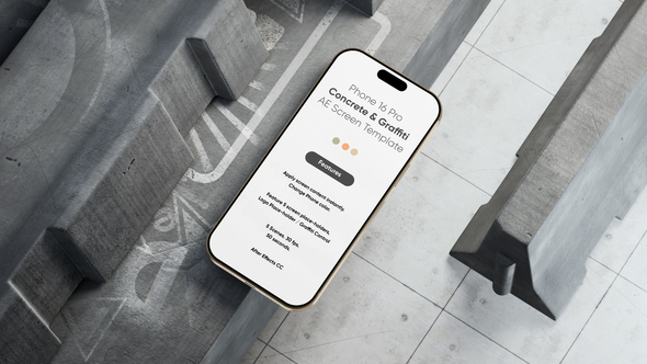 Phone 16 Pro Concrete and Graffiti Screen Template Product Promo template preview
