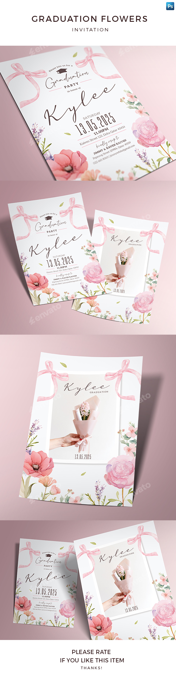 Flowers Gradution Invitation
