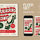 Cream Red Vintage Aesthetic Barbershop Flyer Set 