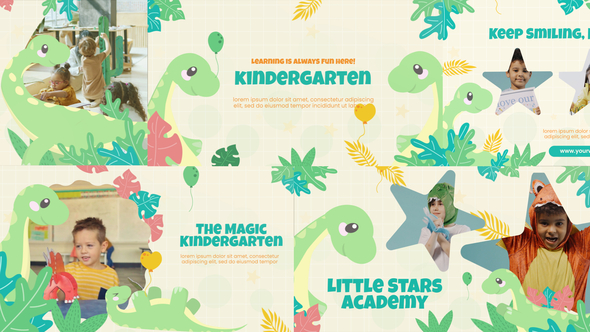 Kindergarten Dinosaurs Elements template preview