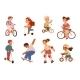Children Cycling Skating and Boarding 