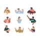 Cheerful People Pointing Fingers on Sides 