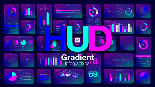HUD Gradient Infographics Infographics template preview