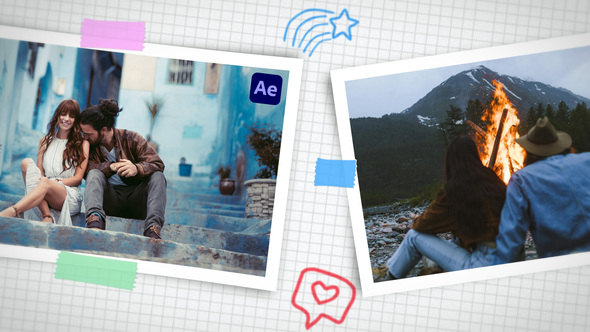 Scrapbook Tape Transitions for After Effects broadcast-packages template preview