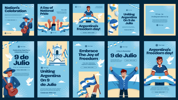 9 De Julio Feed and Stories Instagram Openers template preview