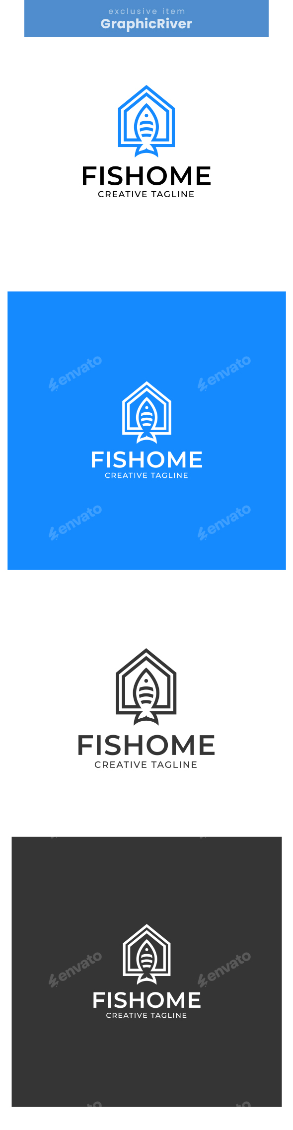 Fish Home Logo Template