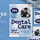 Blue White Utilitarian Dental Care Flyer Set 