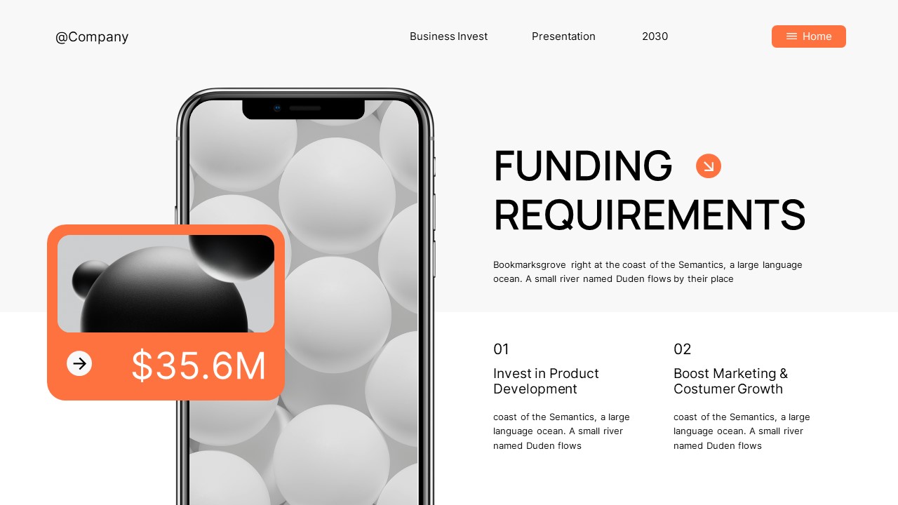 Black White Orange Modern Business Invest PowerPoint, Presentation ...
