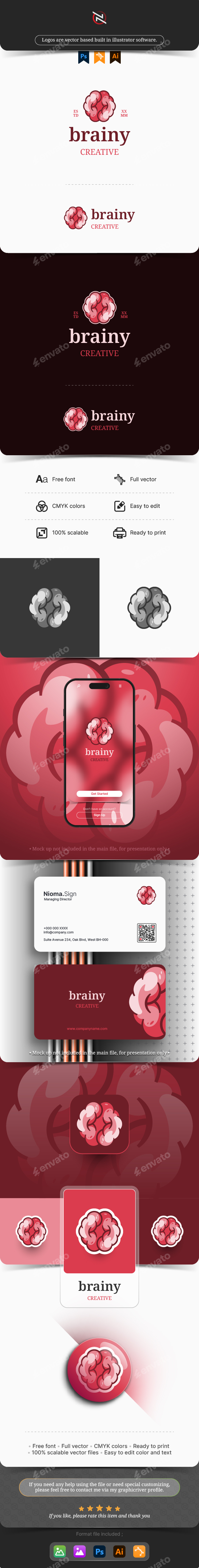 Brainy - Brain Logo