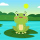 Cute Frog Sitting on a Pond – Cartoon Nature Vector Illustration 