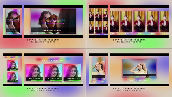 Typographic RGB Intro Openers template preview