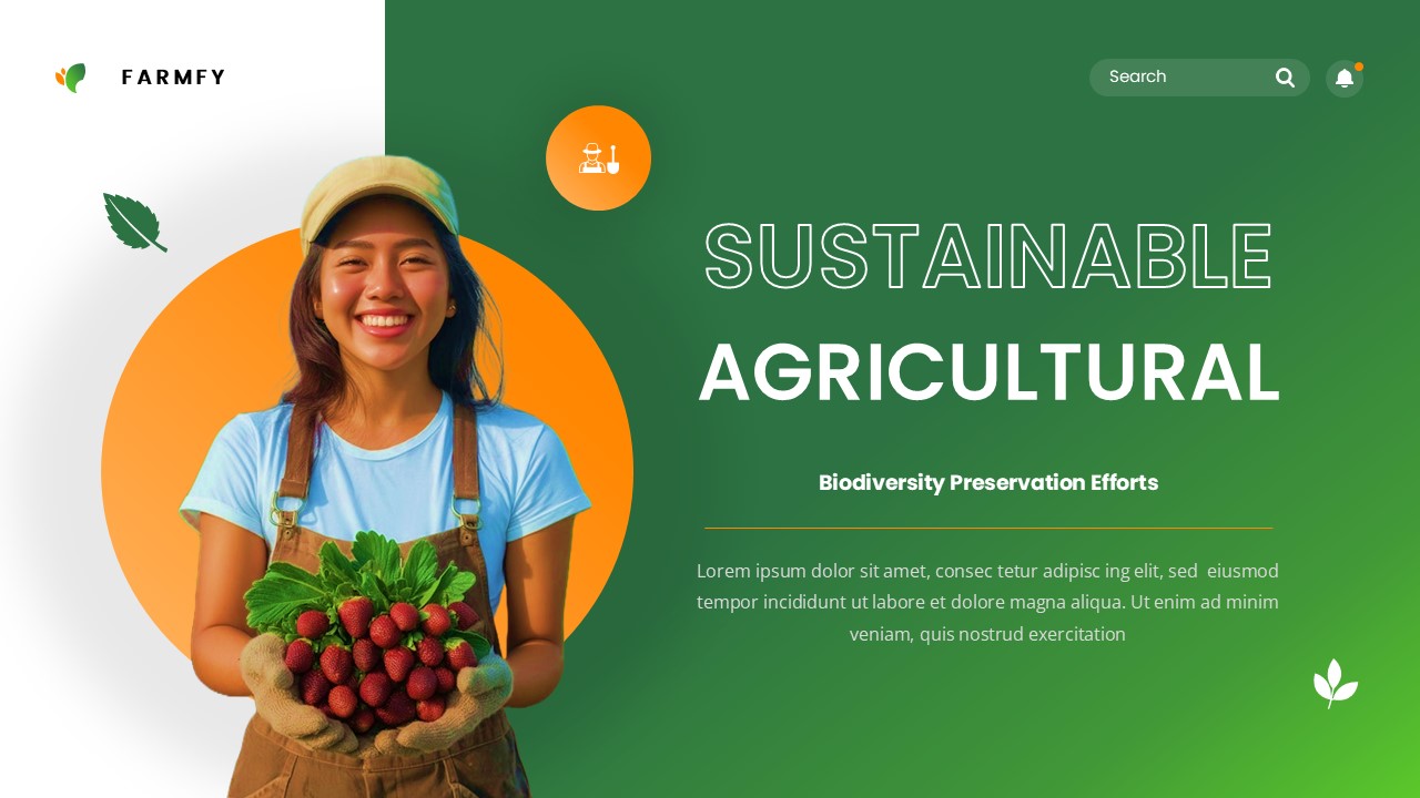 Farmfy Sustainable Agriculture Powerpoint Template, Presentation Templates
