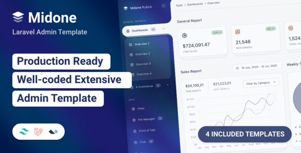 Midone – Laravel & AlpineJs, Tailwind Admin Dashboard Template
