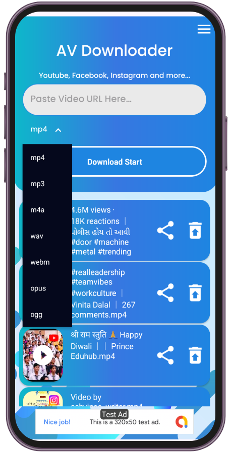 AV downloader Convert Social video to mp4(Linked In, Insta, FB