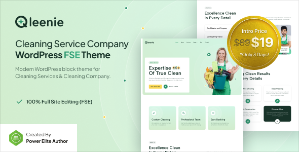 Qleenie – Cleaning Service Company FSE WordPress Theme