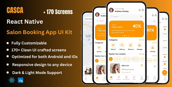 Casca - Barber & Salon Appointment Booking React Native CLI App UI Kit