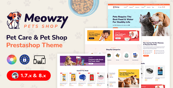 Meowzy – Pet Shop & Pet Food Store Prestashop Responsive Theme