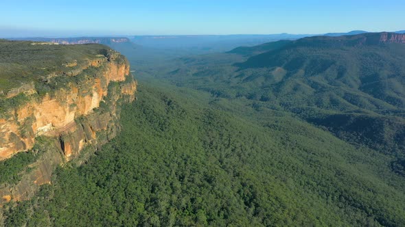 Aerial Drone View of the Valley Floor from Lincoln Rock Blue Mountains