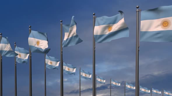The Argentina  Flags Waving In The Wind  - 2K alt