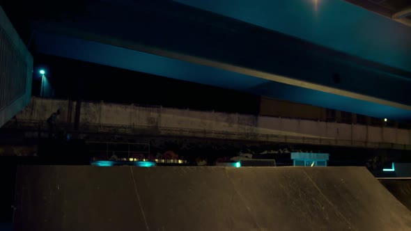 Sportive Teenagers Training Together on Bmx Bike Skateboard Ramp Skate Park alt