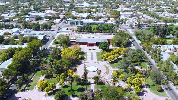 Square Pedro Castillo Plaza, Museum Foundational Area, Mendoza, aerial view 