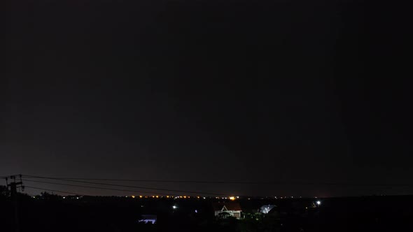 Thunderstorm landscape with lightning over the suburban area 4k timelapse