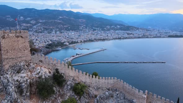 Alanya Castle - Alanya Kalesi Aerial View. Turkey alt