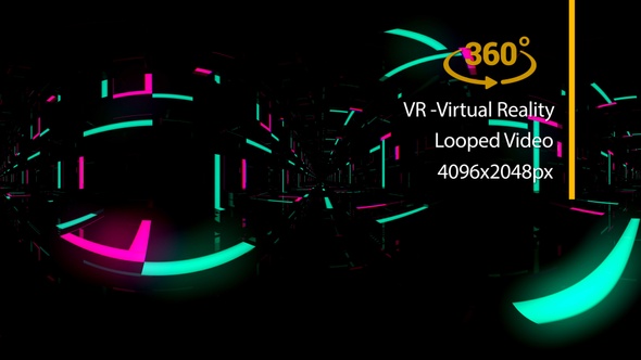 VR 360 Tunnel Geometric Lights 03 Virtual Reality