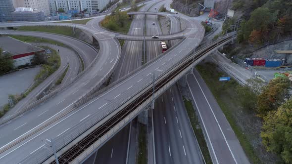 Aerial View of Elevated Highway Interchange