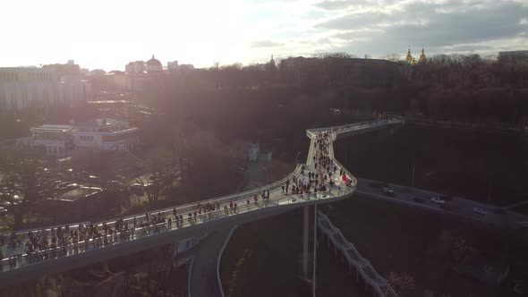Low Angle View of New Pedestrian Bridge Called Klitschko Bridge