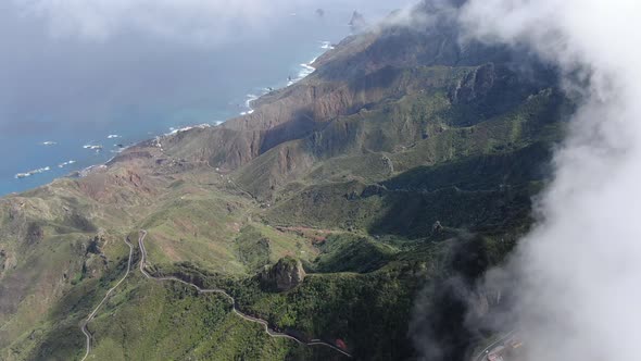 Aerial view of north east coast of Tenerife, Canary Islands, Spain alt