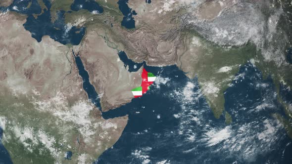 4K Globe Map of Oman with a flag (Highlighted) alt