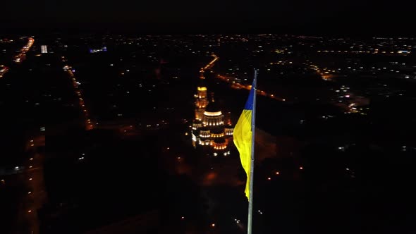 Flag of Ukraine, Cathedral Kharkiv city aerial