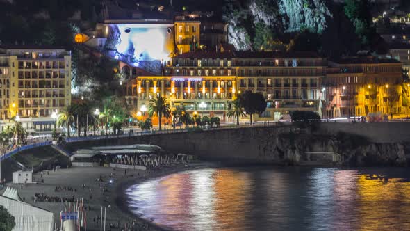 Night Aerial Panorama of Nice Timelapse France alt